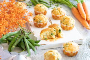 ricetta muffin carote piselli